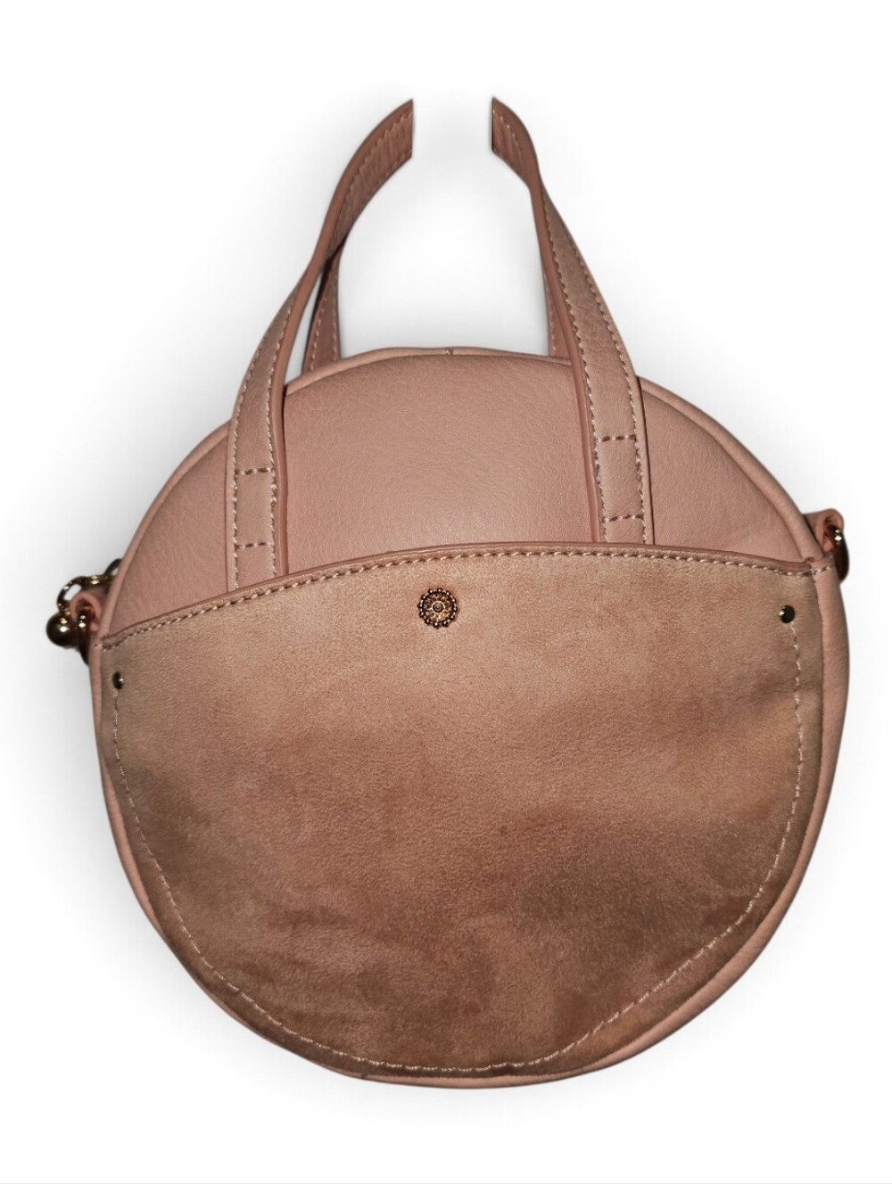 Lauren Conrad, Round Suede-Accent Dusty Pink Women's Tote Bag